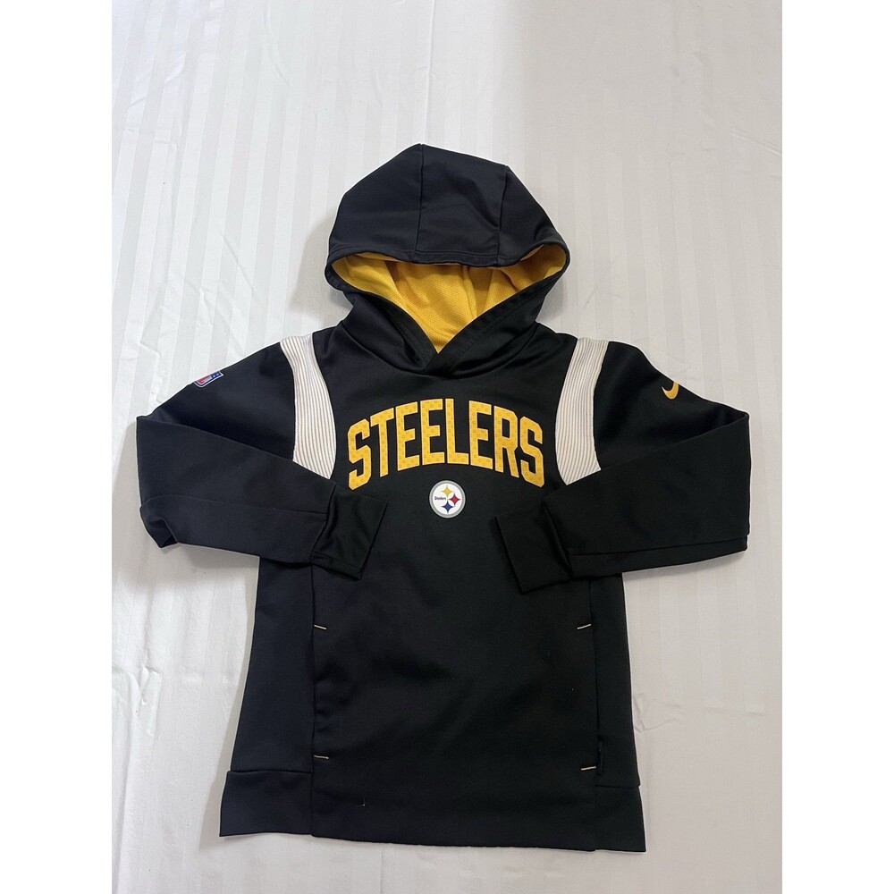 Nike Pittsburgh Steelers NFL Youth Small Hoodie On-Field Sideline Black Gold S